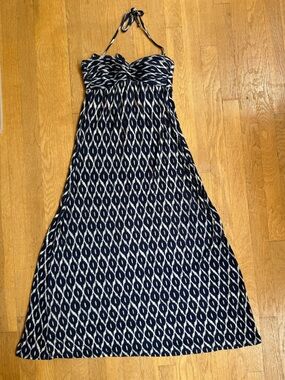 Robin Piccone Ikat Blue & White Halter Dress Size S